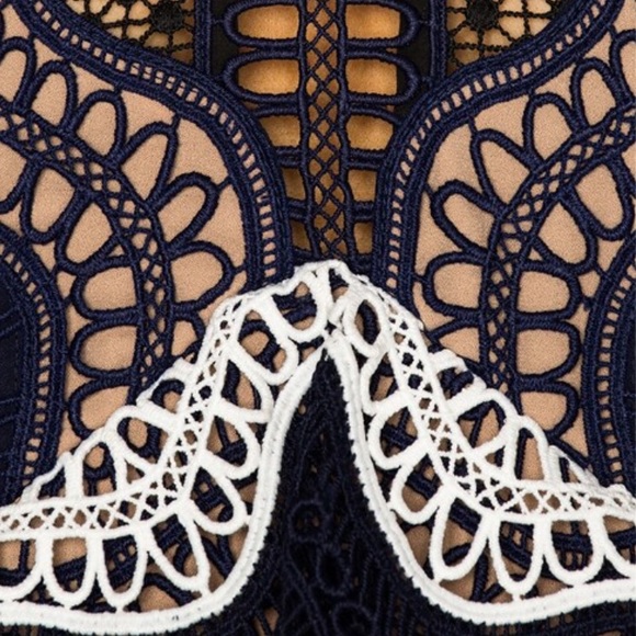 SELF-PORTRAIT Wave Guipure Lace Tiered Ruffled Mini Cocktail Dress - Picture 4 of 16